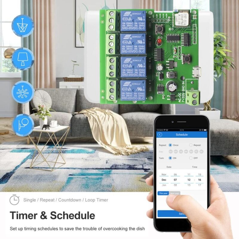 7~32v 10A 4ch Smart Wifi + RF 433Mhz Remote control DC switch MicroUSB - Image 6