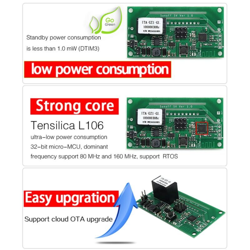 Sonoff SV Safe voltage smart wifi DC switch 5V 12V 24V 220V AC upto 10A home automation dry contact - Image 7