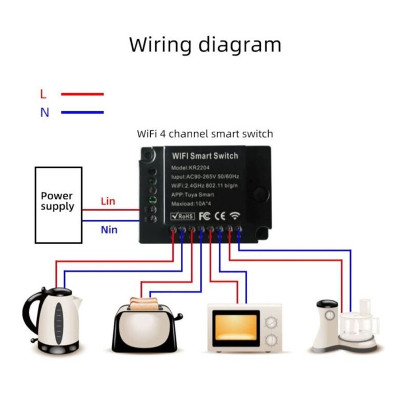 4CH 220V 10A Wifi smart switch - 4gangs - Tuya or smart life app - maximustronics - Image 5